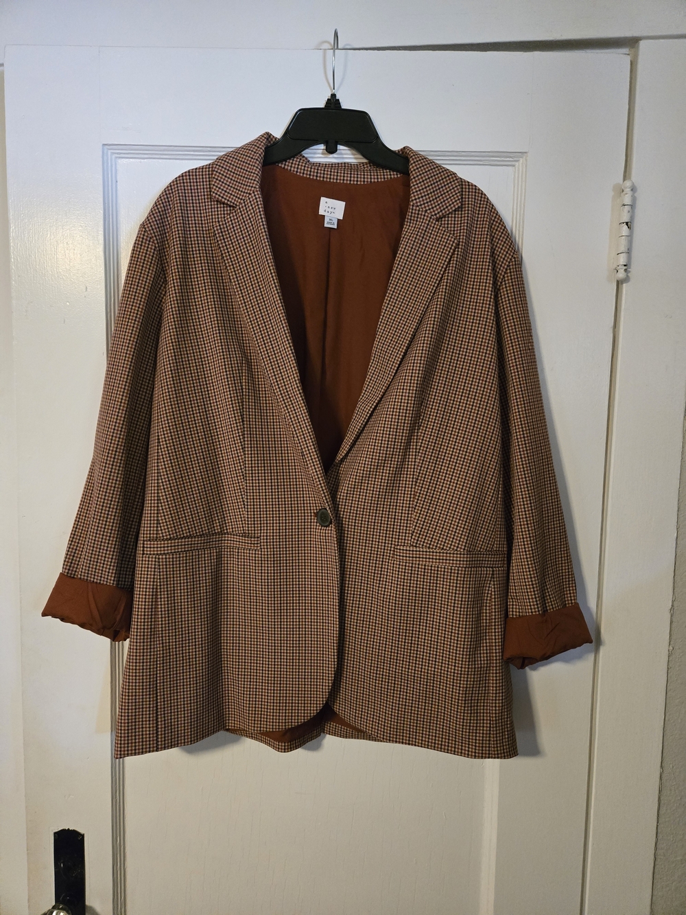 a new day Brown & Cream Houndstooth Blazer